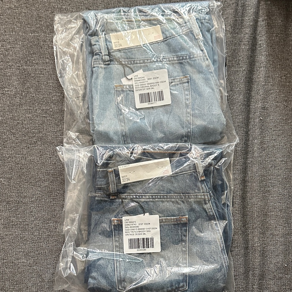BDG Light Blue Men’s Jeans - Classic Denim Style Skate Fit 32/34 size 2 pair